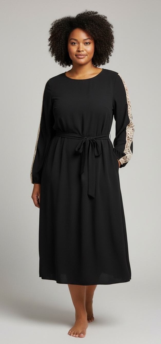 Eloquii Long Sleeve Crew Neck Shift Dress Size 22 Black - Picture 1 of 7